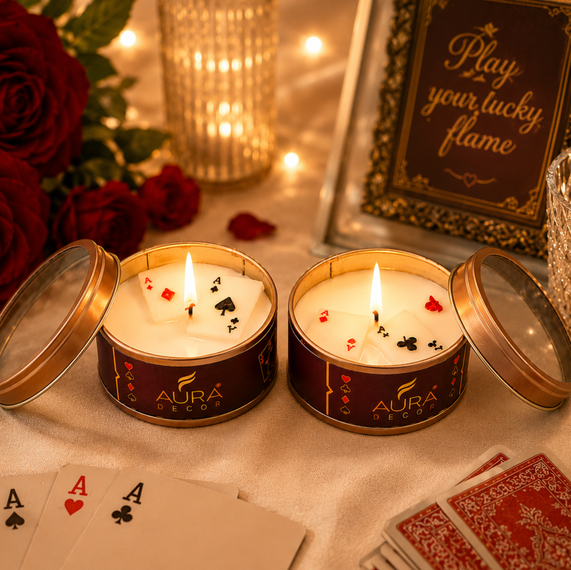 Playing Card Tin Scented Candle – Premium Soy Wax Gift Set