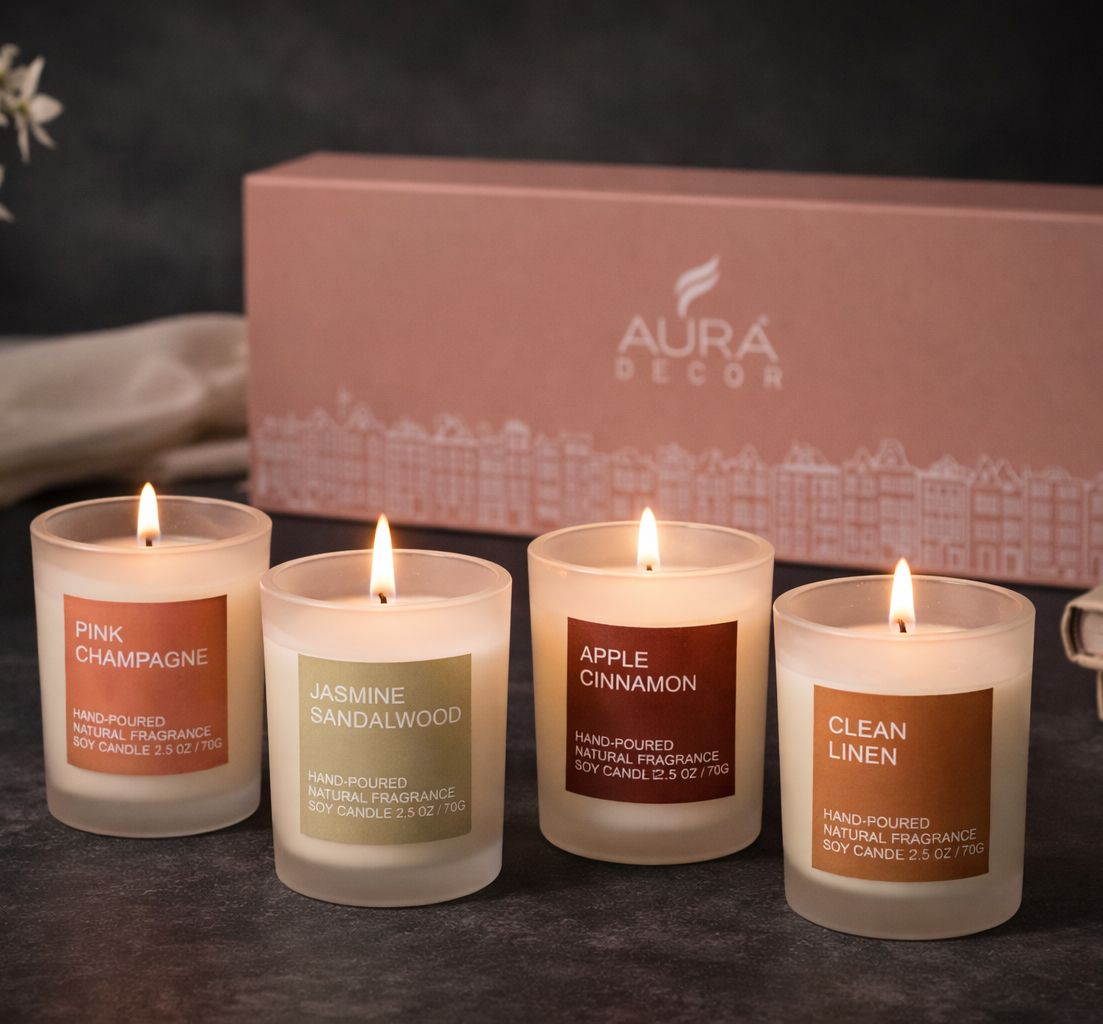 Luxury Scented Soy Candle Set – 4 Premium Fragrances for a Relaxing Home