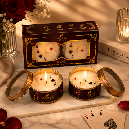 Playing Card Tin Scented Candle – Premium Soy Wax Gift Set