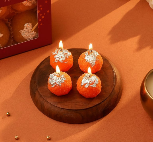 Festive Ladoo Candle Gift Set – Set of 4 Decorative Candles