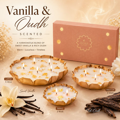 Lotus Urli Oudh Scented Candle Gift Set – Set of 3