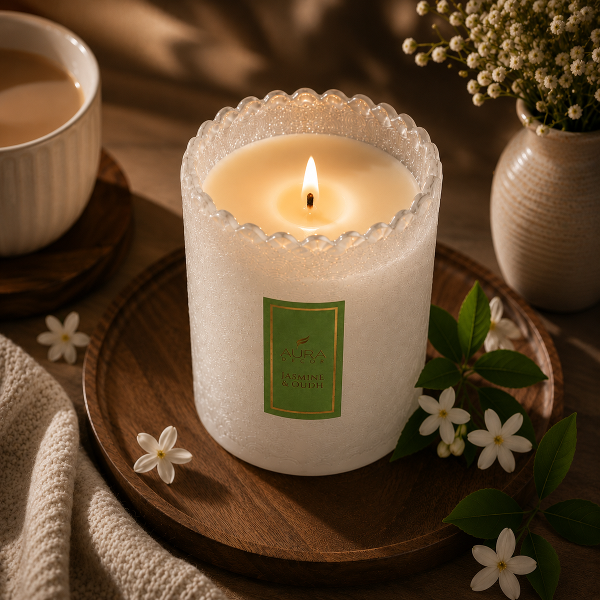 Luxury Black Oak & Amber Scented Candle – Hand-Poured Decorative Candle