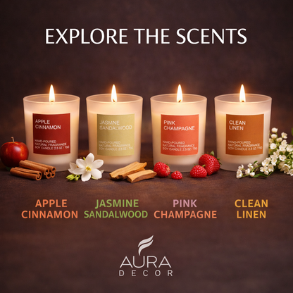 Luxury Scented Soy Candle Set – 4 Premium Fragrances for a Relaxing Home