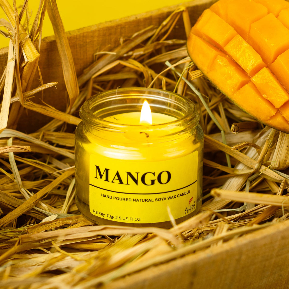 Set of 4 Fruity Scented Soy Wax Jar Candles – Mango, Kiwi, Guava & Litchi