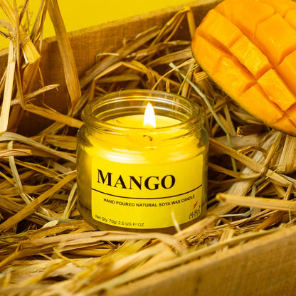 Set of 4 Fruity Scented Soy Wax Jar Candles – Mango, Kiwi, Guava & Litchi