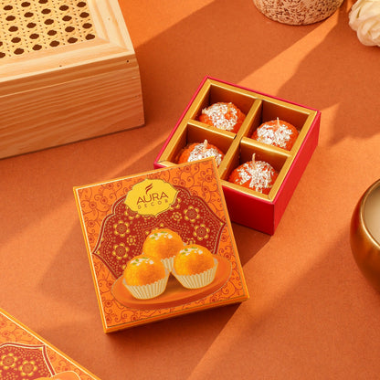Festive Ladoo Candle Gift Set – Set of 4 Decorative Candles