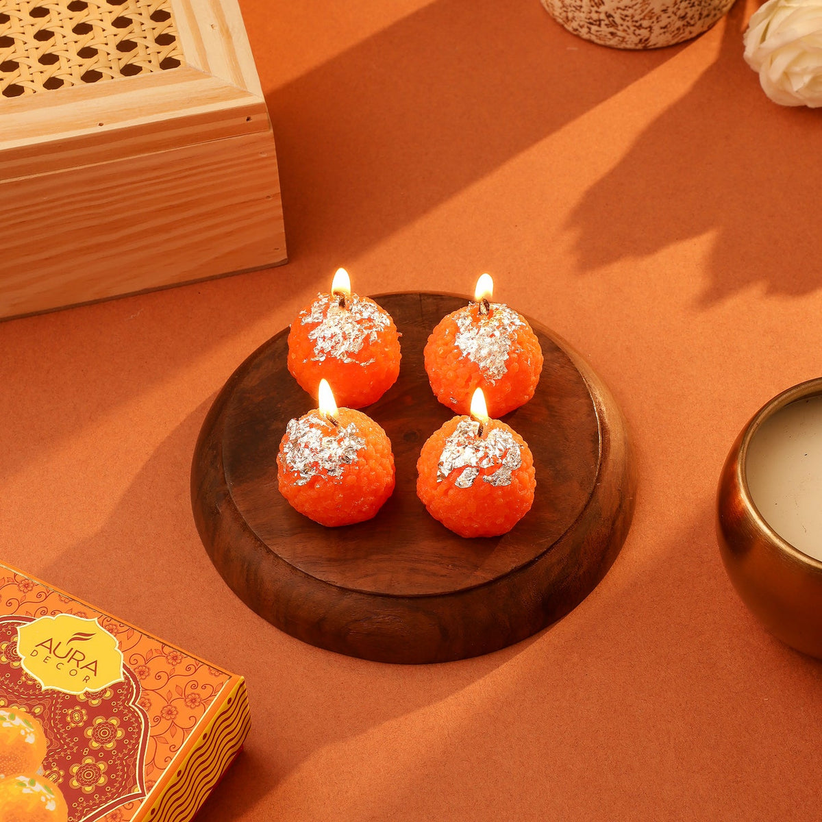 Festive Ladoo Candle Gift Set – Set of 4 Decorative Candles