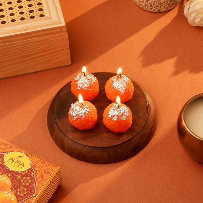Festive Ladoo Candle Gift Set – Set of 4 Decorative Candles