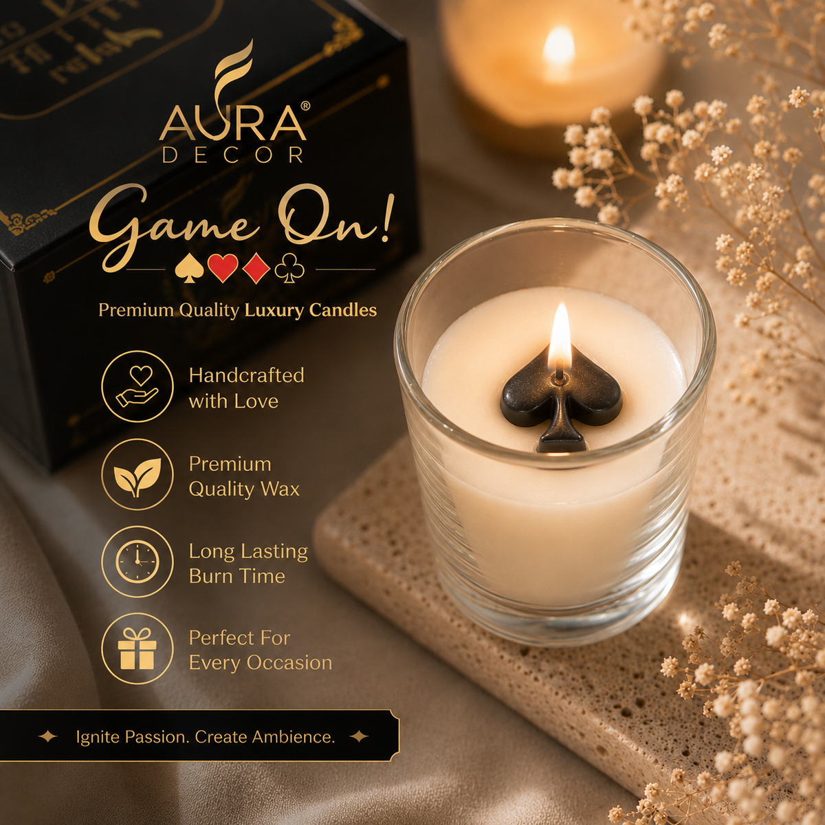 Royal Flush Playing Card Candle Gift Set – Set of 4